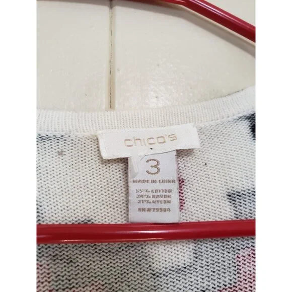 Chicos 3 Womens 16 Duster Cardigan Open Front Geometric Aztec Southwest Office - Picture 5 of 5